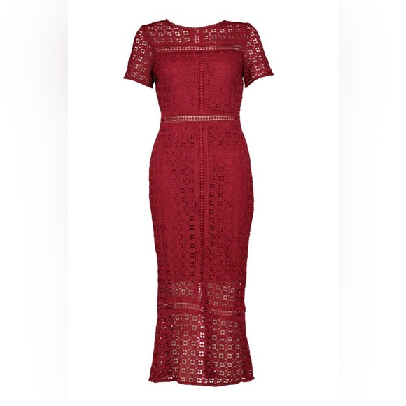 Showny Boutique Crochet MIDI Dress, Size Small, Berry- wedding guest dress - Picture 1 of 14